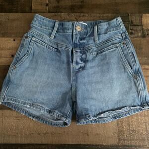 FRAME Retro V Yoke Welt Short in Sydney Denim Shorts High Waist Size 23